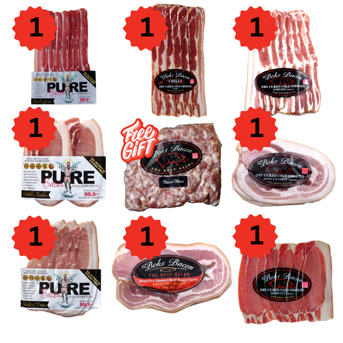 The Island Harvest Bacon Box – 8 Assorted Gourmet Bacon Packs - Cheese Therapy