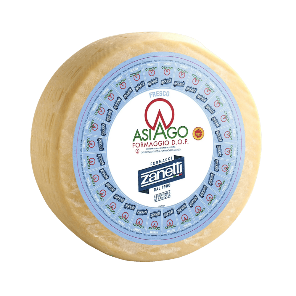 Asiago Pressato DOP | Zanetti | Available in Quarter, Half & Whole Wheel (14kg) | Mild & Buttery - Max + Tom